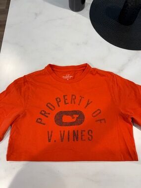 Vineyard Vines Orange Short Sleeve Tee with Whale Logo
